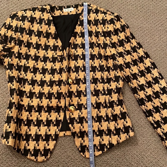 Doncaster Vintage 100% 💯 Woven Silk Jacket Career Blazer Black Gold Lined 8 - Picture 9 of 12